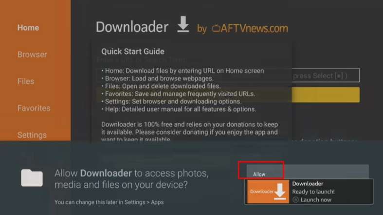 Allow access in downloader